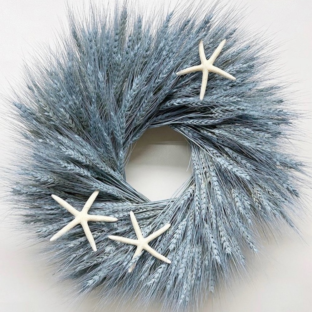 Pottery Barn Tidal Wave Blue Wheat Wreath